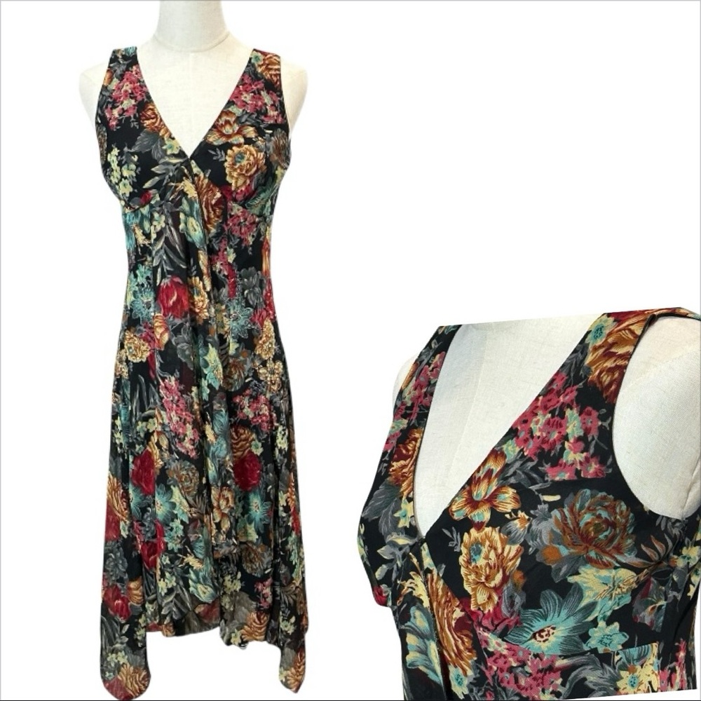 Vtg Y2K Babydoll Asymmetrical Dress M Beaded Sequins Fairy Whimsigoth Cocktail